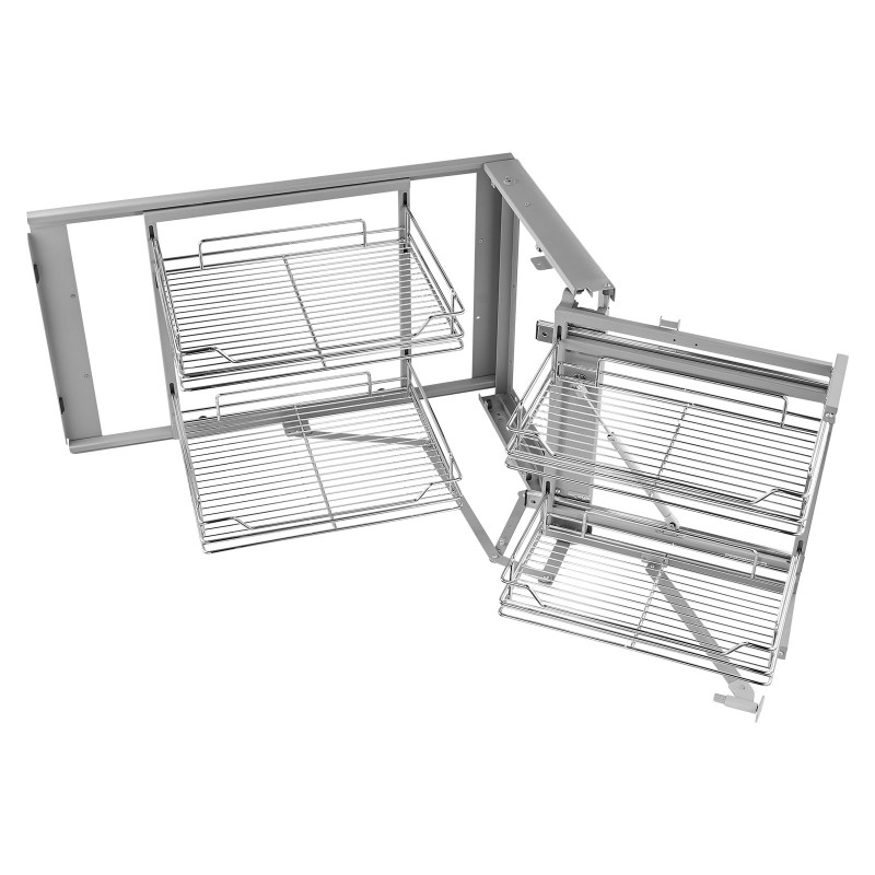 Ulosvedettävä sokean kulman kaapinjärjestelmä neljä koria hiiliteräs kromipinnoite alakaappiin