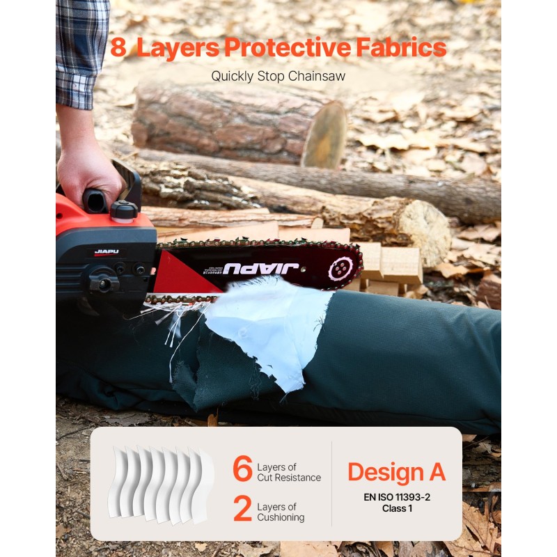 Ketjusahasuojahousut luokka A 8 kerrosta 420D nailon musta keskikoko