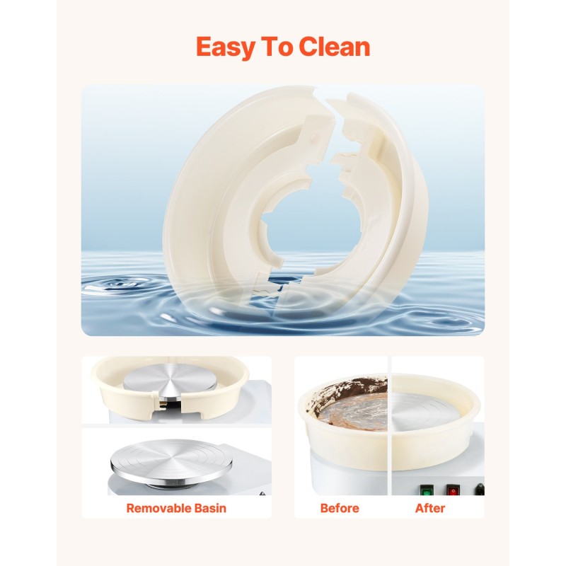 Sähköinen savenvalantakone alumiiniseoslautanen 35 cm 60–300 r/min harjaton 450 W