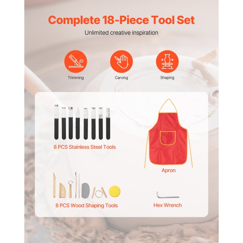 Savenvalupyörä alumiiniseoslevyllä 35 cm harjattomalla moottorilla 450 W säädettävä nopeus 60–300 r/min