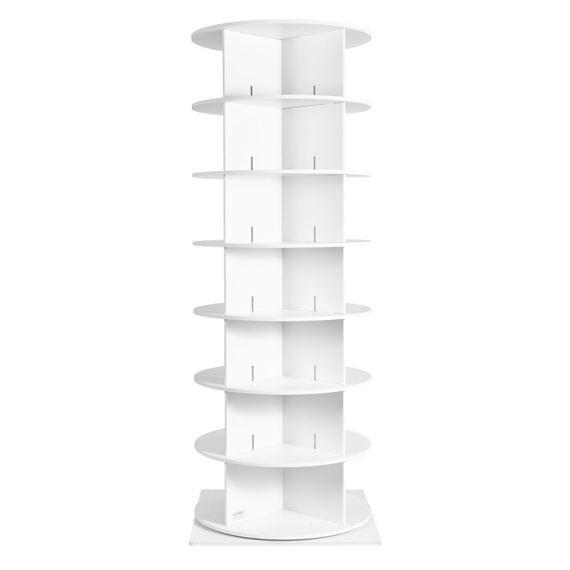 Pyörivä kenkäteline PVC-puumuovilevy 7 tasoa 28 paria valkoinen