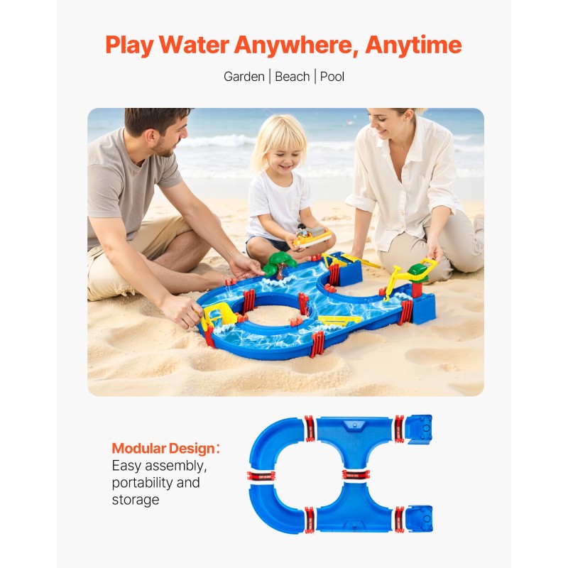 Vesileikkipöytä PP-muovia 39 tarviketta sininen 760×510×160 mm 3-vuotiaille