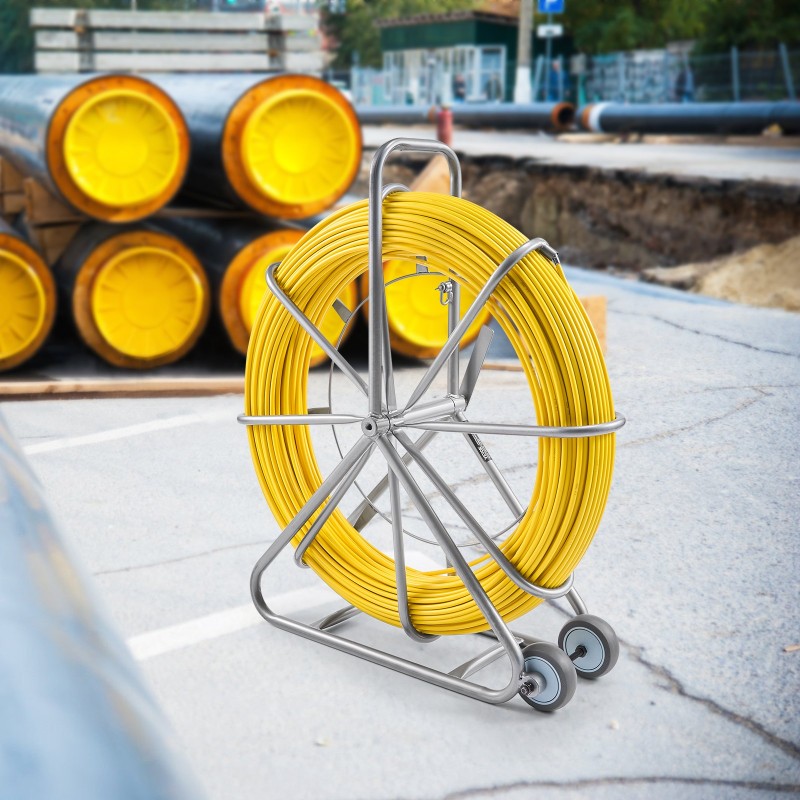 Lasikuituinen kaapelinvetoanastin 200,09 m 7,94 mm hiiliteräsrunko jarrukahva 3 vetopäätä