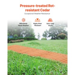 Puinen rullattava liukastumista ehkäisevä puutarhapolku painekyllästettyä seetripuuta 144 tuumaa ja 22 tuumaa