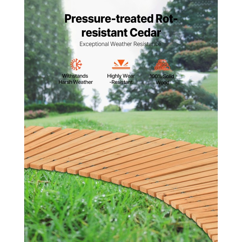 Rullattava setripuu puutarhapolku luistamattomalla pinnalla 96 tuumaa pitkä 17 tuumaa leveä