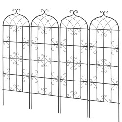 Teräsinen 4-osainen köynnöstuki 51 cm leveä ja 180 cm korkea jauhemaalattu musta