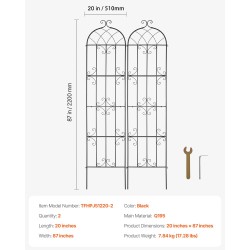 Metallinen köynnöstuki teräsrunko jauhemaalattu musta 51×220 cm 2 kpl