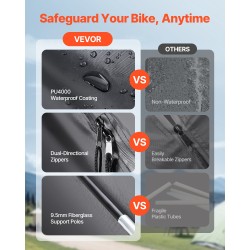 Polkupyöräteltta Oxford-kangas 4–5 polkupyörälle PU4000mm lasikuitutangot kaarikatto