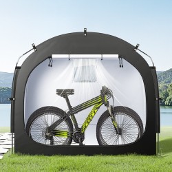Pyöräsäilytysteltta 3–4 polkupyörälle Oxford-kangas 4000 mm vedenpitävä lasikuitutangot hengittävä ikkuna musta