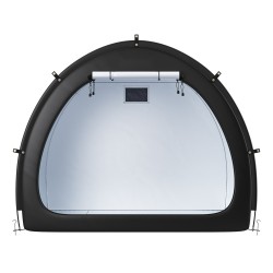 Pyöräsäilytyspaviljonki 4 5 polkupyörälle Oxford kangas lasikuitutangot vesitiivis PU4000mm tuuletusikkunalla musta