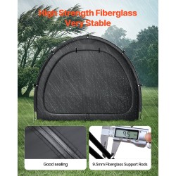 Pyöräsäilytyspaviljonki 4–5 polkupyörälle Oxford-kangas lasikuitutangot vesitiivis PU4000mm tuuletusikkunalla musta