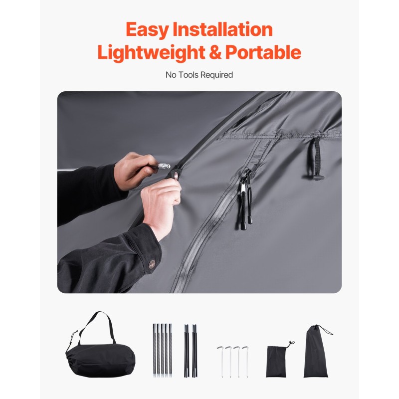 Pyöräsäilytyspaviljonki 4–5 polkupyörälle Oxford-kangas lasikuitutangot vesitiivis PU4000mm tuuletusikkunalla musta