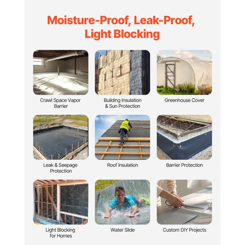 Polyeteenikalvo 0,2 mm 2 x 50 m hopeanharmaa maatalous- ja rakennuskäyttöön