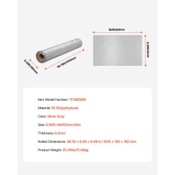 Polyeteenikalvo 0,2 mm 2 x 50 m hopeanharmaa maatalous- ja rakennuskäyttöön
