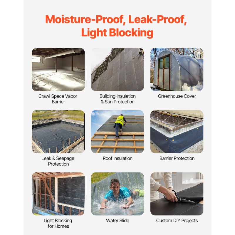 PE-muovikalvo musta 0,15 millimetriä paksu 7,31 metriä leveä 30,48 metriä pitkä rikkaruohosuoja