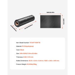 PE-muovikalvo musta 0,15 millimetriä paksu 7,31 metriä leveä 30,48 metriä pitkä rikkaruohosuoja