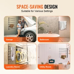 Seinään asennettava satulateline täyshitsattu teräs kuusi kääntyvää vartta musta ruosteenestopinnoite