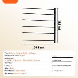 Seinään asennettava satulateline täyshitsattu teräs kuusi kääntyvää vartta musta ruosteenestopinnoite