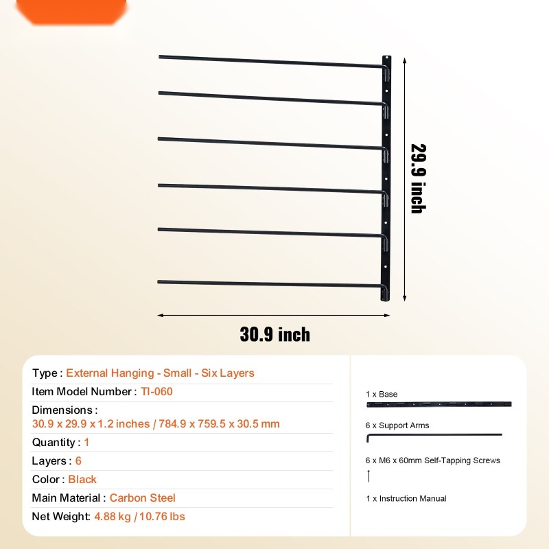 Seinään asennettava satulateline täyshitsattu teräs kuusi kääntyvää vartta musta ruosteenestopinnoite