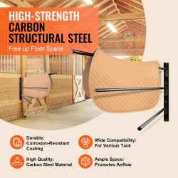 Seinään asennettava satulateline hitsattu teräsrunko kolme tasoa kaksiosainen musta