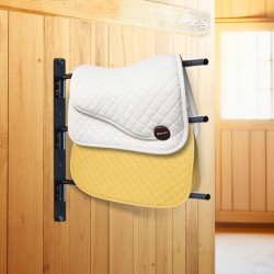 Seinään asennettava satulateline hitsattu teräsrunko kolme tasoa kaksiosainen musta