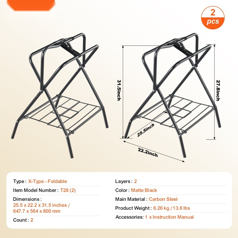 Satulateline taittuva hiiliteräsrunko ruosteenkestävällä pinnoitteella 2 kpl satuloille ja loimille