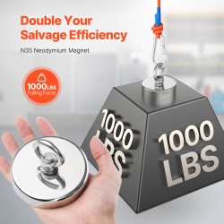 Neodyymikalastusmagneetti 454 kg vetovoima halkaisija 90 mm korkeus 18 mm ruosteenkestävä runko