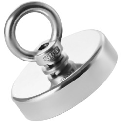 Neodyymikalastusmagneetti 318 kilogramman vetovoima ruostesuojattu läpimitta 75 millimetriä magnettikalastukseen