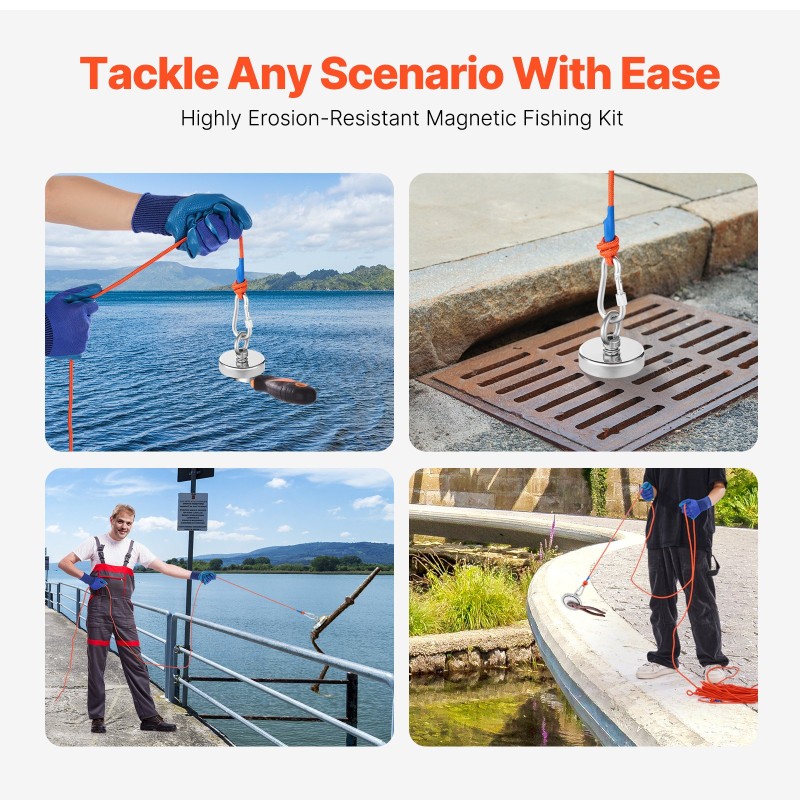 Neodyymikalastusmagneetti 318 kilogramman vetovoima ruostesuojattu läpimitta 75 millimetriä magnettikalastukseen