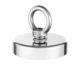 Neodyymikalastusmagneetti N35 318 kg vetovoima läpimitta 75 mm ruosteenkestävä runko