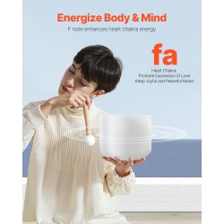 Kristalliäänimalja 8-tuumainen 99,99-prosenttinen F-nuottiin viritetty sydänchakran tasapainoon