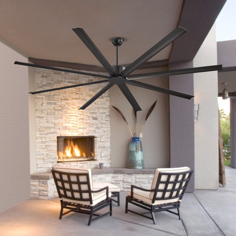 Kattotuuletin 244 cm 8 alumiinilapaa käännettävä tasavirtamoottori musta