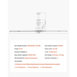 Kattotuuletin 213 cm 8 alumiinilavaa harjattu nikkeli matalaprofiili DC moottori