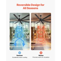 Kattotuuletin 213 cm alumiinilavoilla 8 lapaa sisä- ja ulkokäyttöön käännettävä DC-moottori