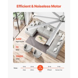 Kattotuuletin 244 cm harjattu nikkeli 8 alumiinilapaa DC-moottori
