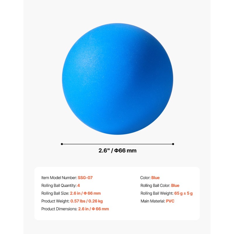 PVC-vierintäpallot 66 mm 4 kpl siniset skee ball peleihin