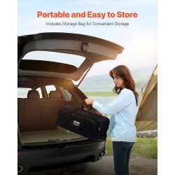 Ilmatäytteinen leirintäsänky kahdelle joustokuitukankaasta taittuvalla rungolla sisäänrakennetulla pumpulla