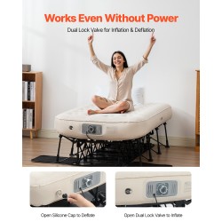 Ilmapatja sängynrungolla yhden hengen PVC persikkapintaisella kankaalla sisäänrakennetulla pumpulla