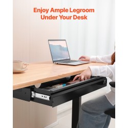 Pöydän alle asennettava teräs ja MDF vetolaatikko 680 mm yksitasoinen musta