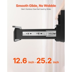 Pöydänaluslaatikko 13-tuumainen teräs lukittava ulosvedettävä musta