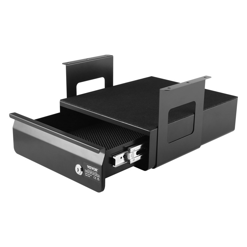 Pöydänaluslaatikko 13-tuumainen teräs lukittava ulosvedettävä musta