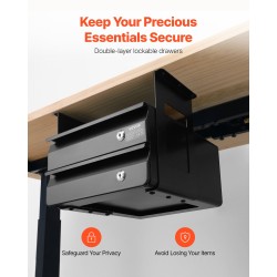 Liukulasikotelo pöydän alle asennettava 13-tuumainen Q235-teräs 2-kerroksinen lukittava musta