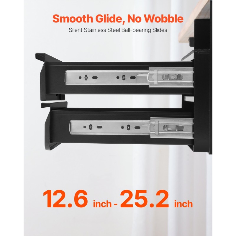 Liukulasikotelo pöydän alle asennettava 13-tuumainen Q235-teräs 2-kerroksinen lukittava musta