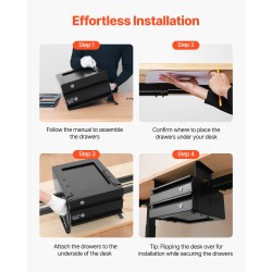 Liukulasikotelo pöydän alle asennettava 13-tuumainen Q235-teräs 2-kerroksinen lukittava musta