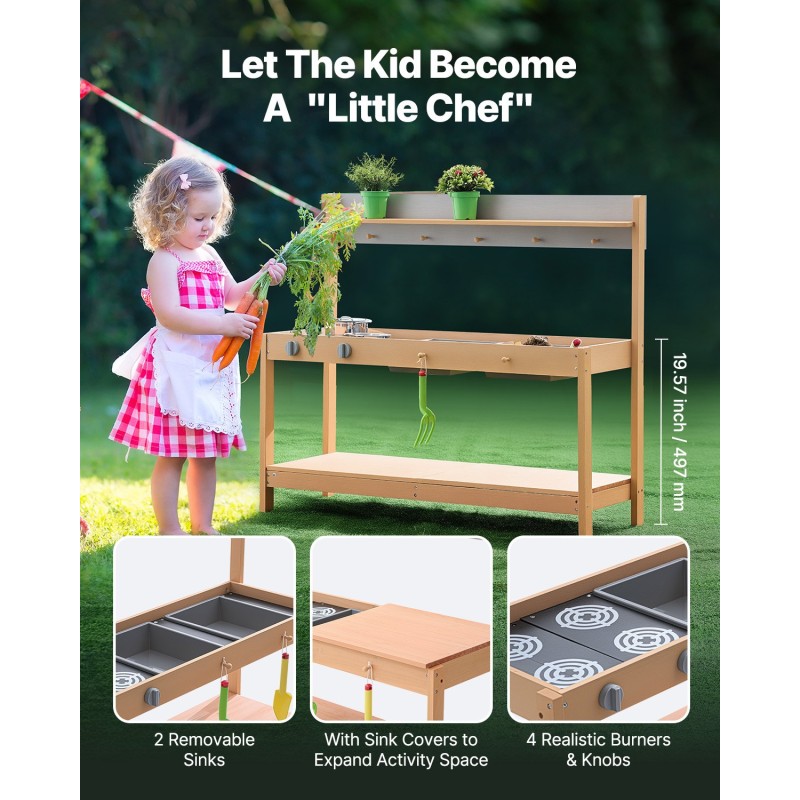 Seetripuinen ulkoleikkikeittiö lapsille liesi ja allas