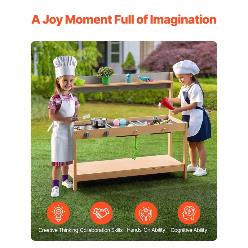 Seetripuinen ulkoleikkikeittiö lapsille liesi ja allas