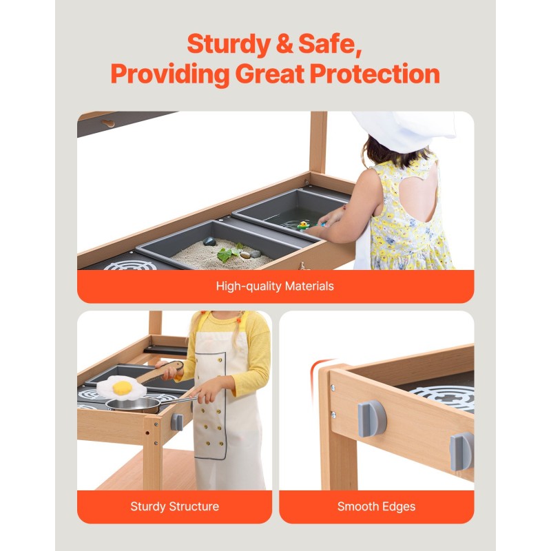 Seetripuinen ulkoleikkikeittiö lapsille liesi ja allas