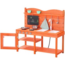 Ulkoleikkikeittiö puinen lapsille kuusipuusta koko 105 40 96 5 cm