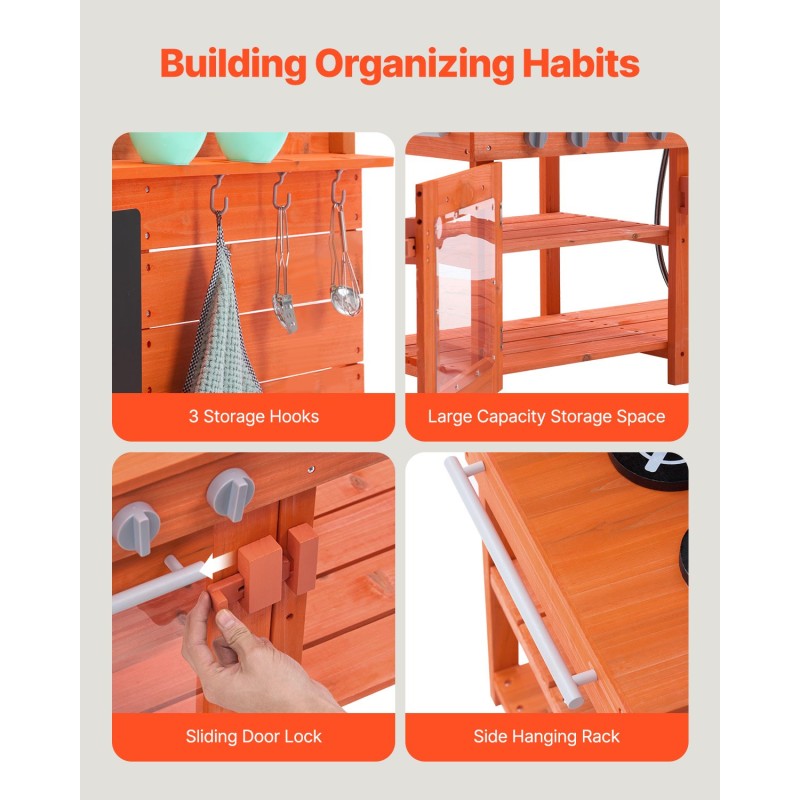 Ulkoleikkikeittiö puinen lapsille kuusipuusta koko 105×40×96,5 cm