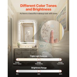 LED-kylpyhuonepeili A100 600 x 800 mm epoksihartsipinnoite alumiinitaustapaneeli portaaton himmennys